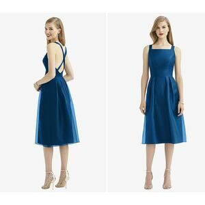 After Six “Mousseline” midi navy formal/bridesmaid dress Size 6